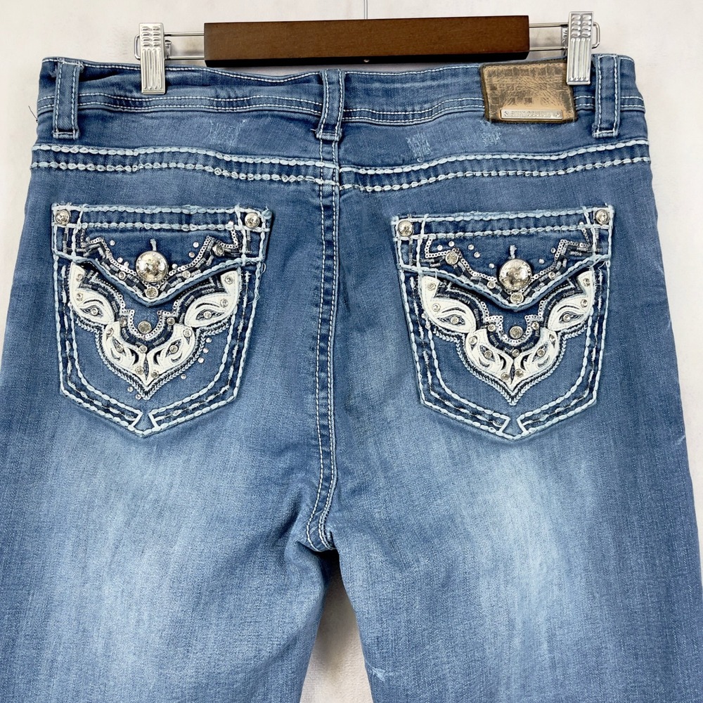 Sexy Couture Womens Jeans Size 17 Y2K McBling Western Rhinestone Country Stretch - Picture 7 of 15
